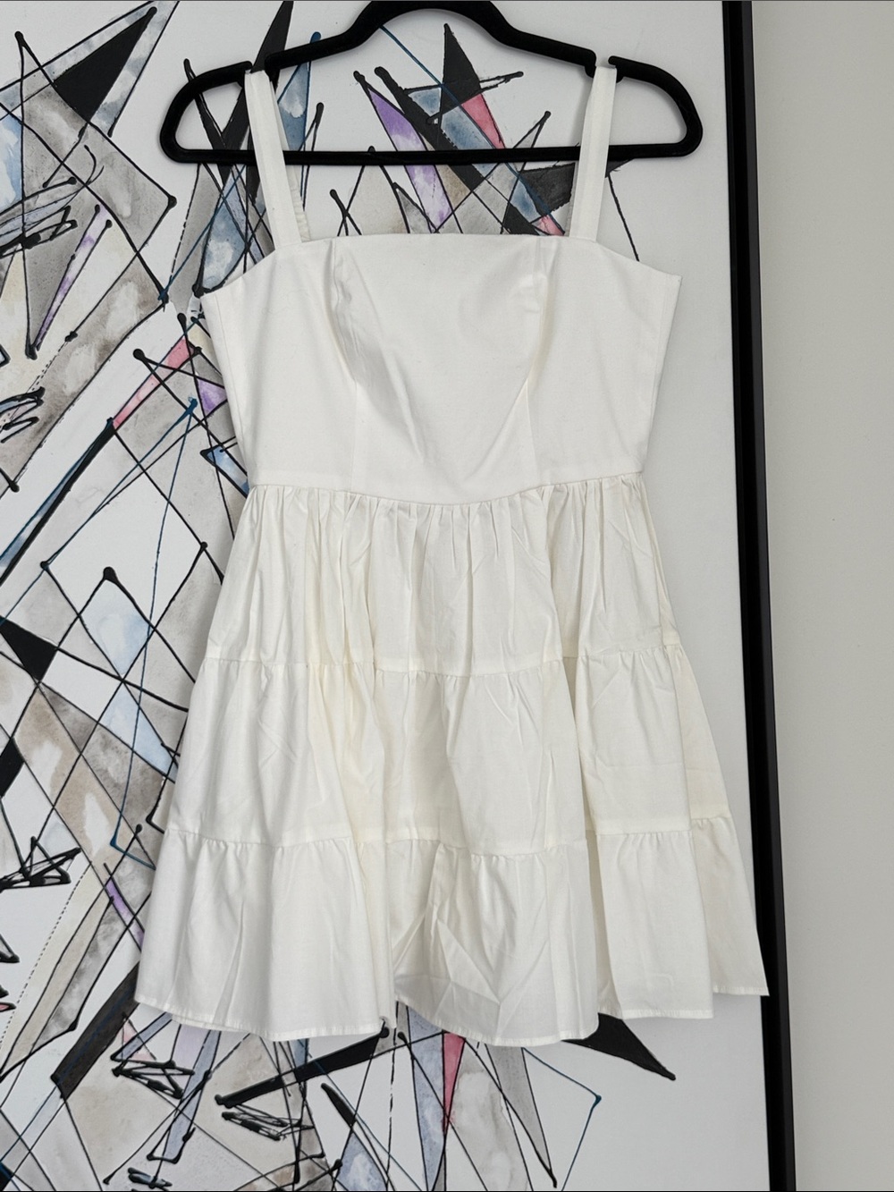 White Tiered Sundress - Sleeveless Spaghetti Strap